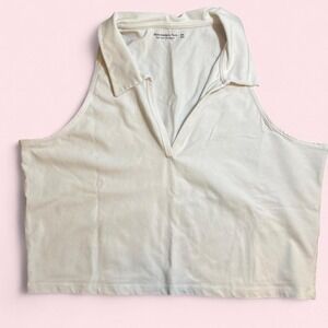Abercrombie & Fitch White Collared Tank Top Size XXL